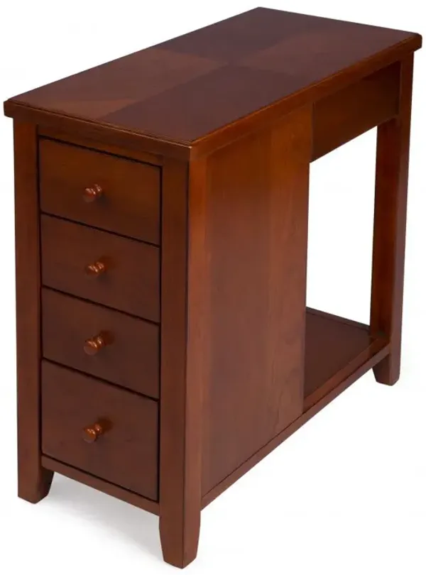 Manufactured Wood Rectangular End Table With Four Drawers And Shelf - Medium Brown