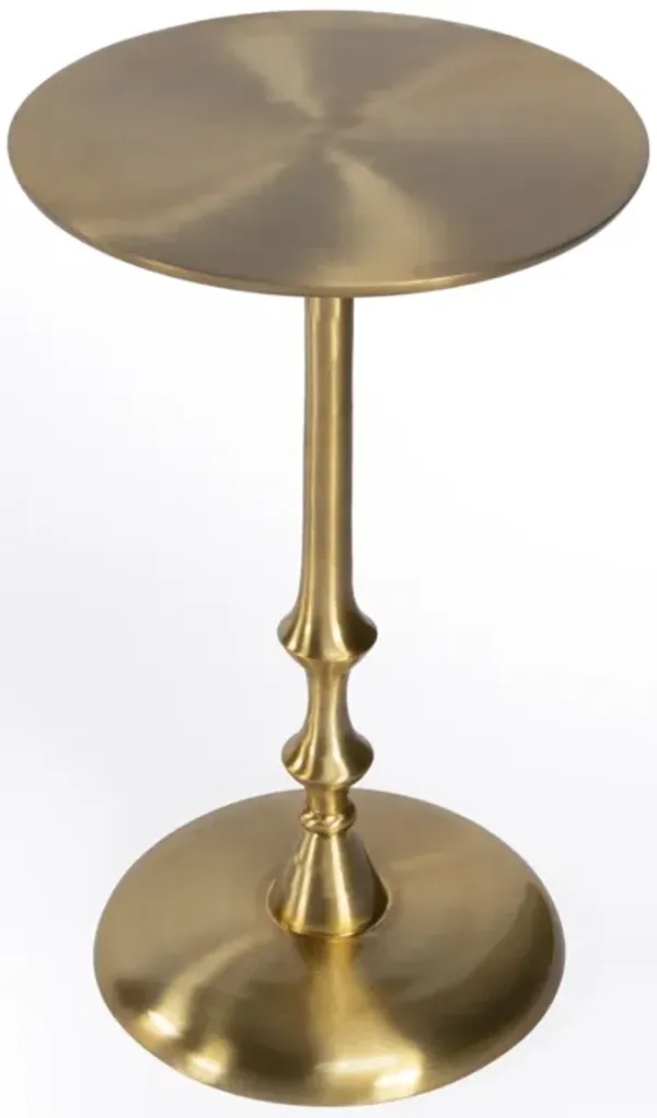 Aluminum Round Pedestal End Table - Gold