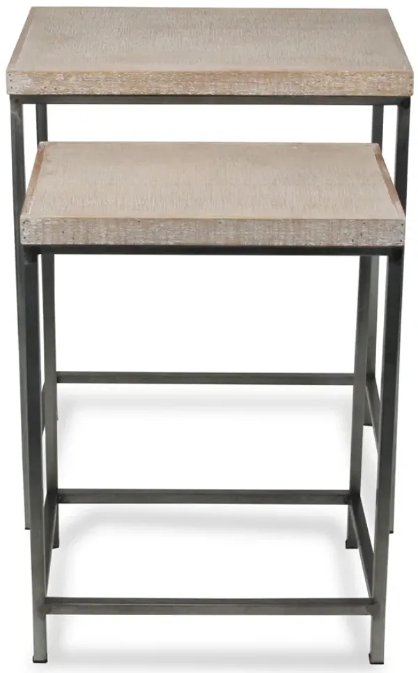 25" Solid Wood Nested Tables (Set of 2) - Black And Brown