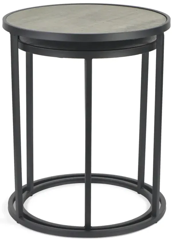 Solid Wood Round Nested Tables (Set of 2) - Dark Gray And Light Gray