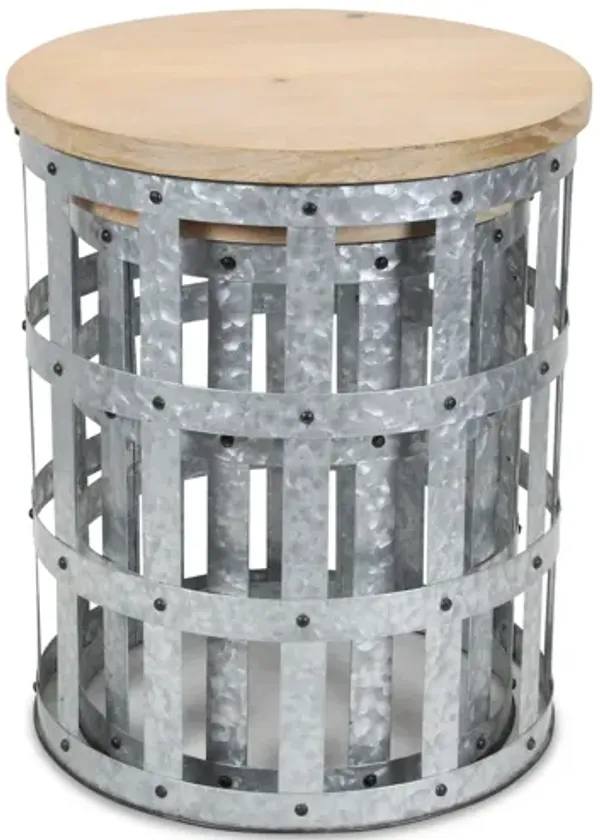 Solid Wood And Steel Round Nested Tables (Set of 2) - Gray And Brown