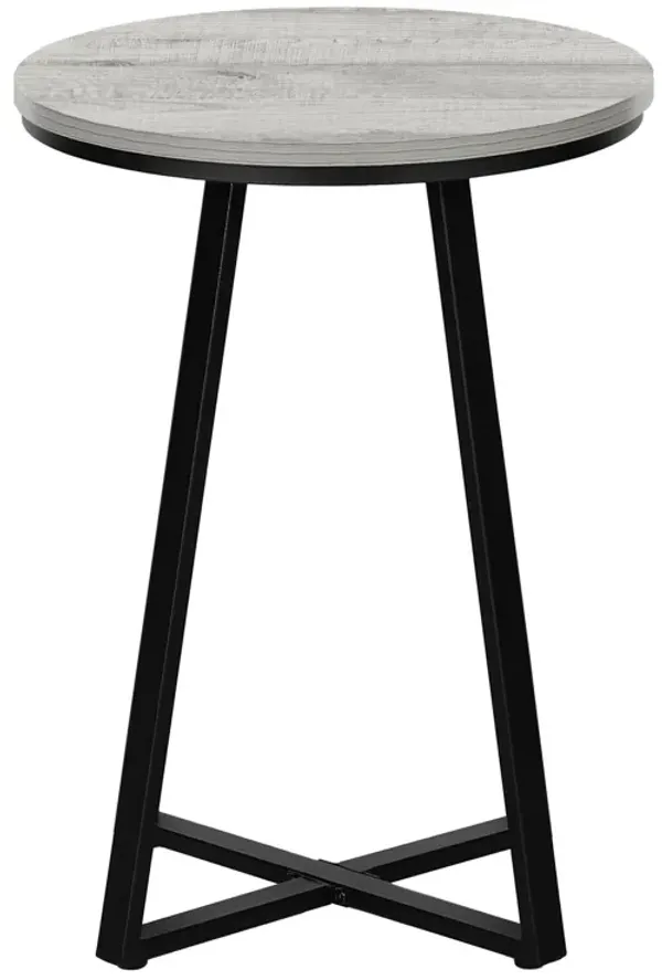 22" Round End Table - Black And Gray