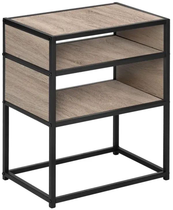 End Table With Two Shelves - Black And Deep Taupe