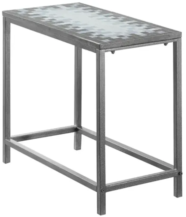 Tile End Table - Gray And White