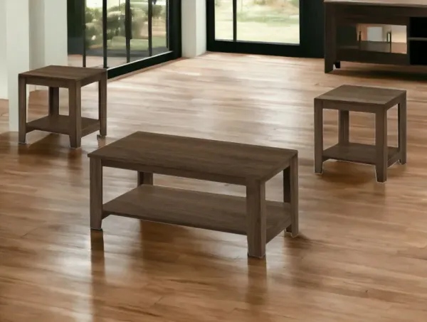 Coffee Table With Three Shelves (Set of 3) - Dark Brown