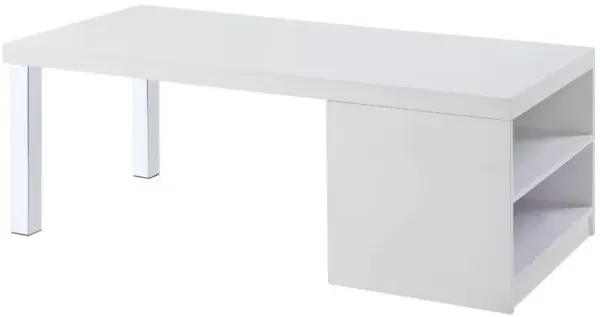 Rectangular Coffee Table With Shelf - Chrome And White