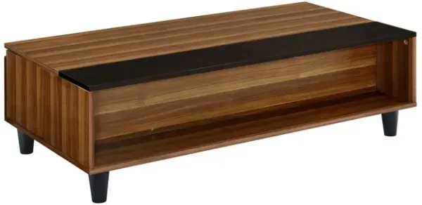 Lift Top Coffee Table With Shelf - Brown And Black
