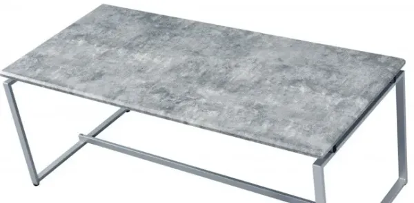 Concrete Pvc Veneer Rectangular Coffee Table - Silver And Faux
