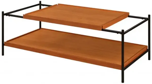 Rectangular Coffee Table With Shelf - Black And Honey Oak
