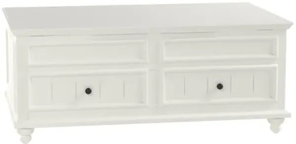 Solid And Manufactured Wood Lift Top Coffee Table With Two Drawers - White