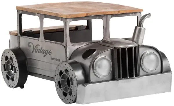 Vintage Style Truck Solid Wood And Metal Coffee Table - Gray And Brown
