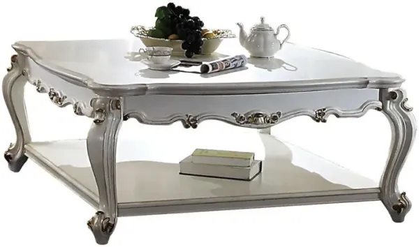 Solid And Manufactured Wood Coffee Table With Shelf - Pearl