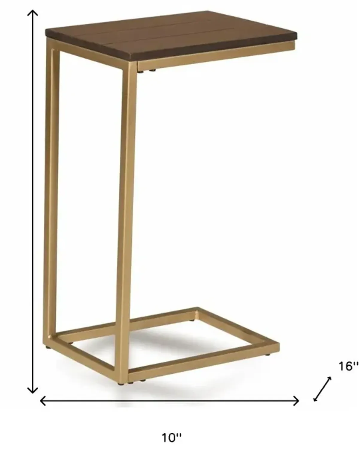 Solid Wood Rectangular End Table - Gold And Elm