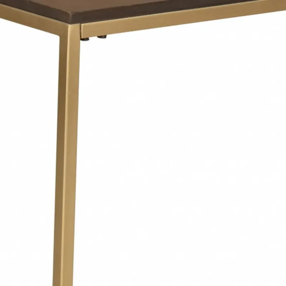 Solid Wood Rectangular End Table - Gold And Elm