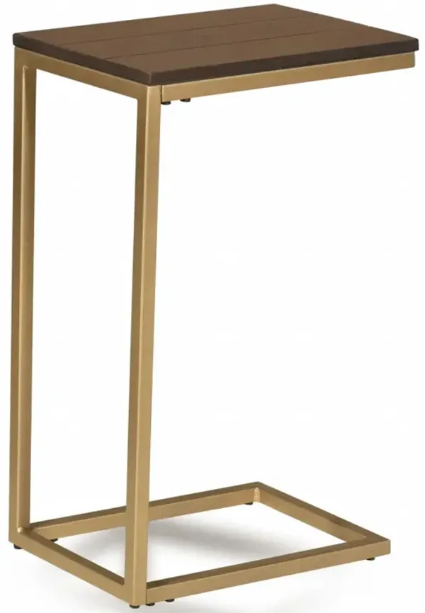 Solid Wood Rectangular End Table - Gold And Elm