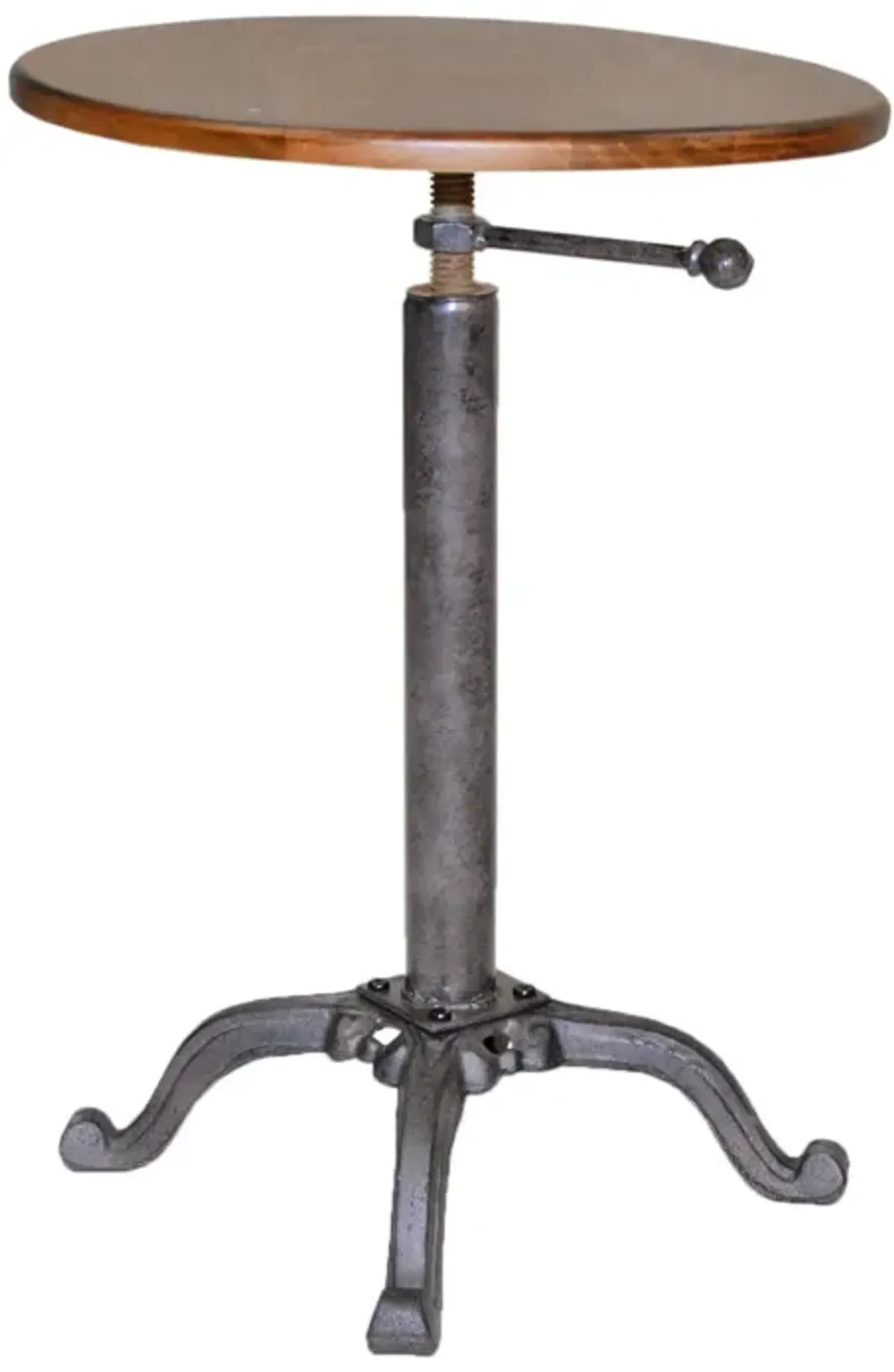 Industrial Solid Wood Round End Table - Chestnut