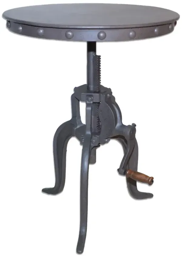 Iron Height Adjustable Round End Table - Gray