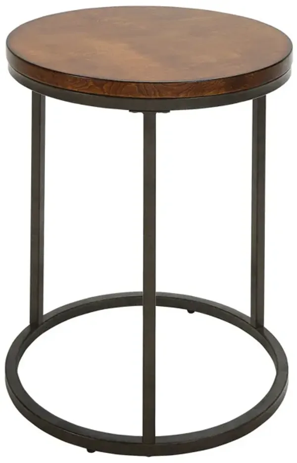 Manufactured Wood Square End Table - Black And Light Brown