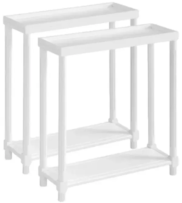 Wood Rectangular End Tables With Shelf (Set of 2) - White