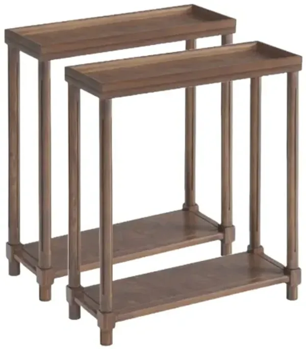 Wood Rectangular End Tables With Shelf (Set of 2) - Brown