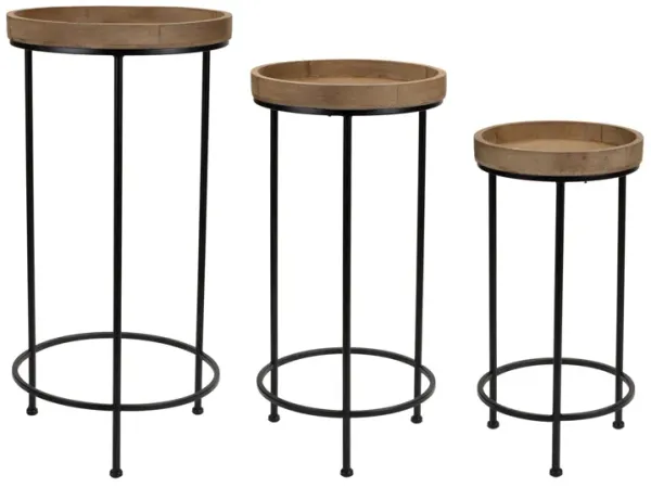 Round End Tables (Set of 3) - Black And Brown