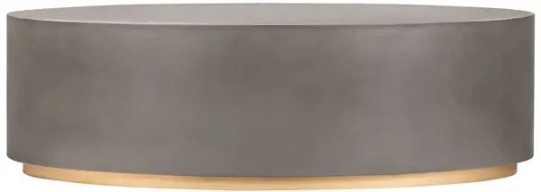 Concrete And Brass Oval Coffee Table - Gray And Brass