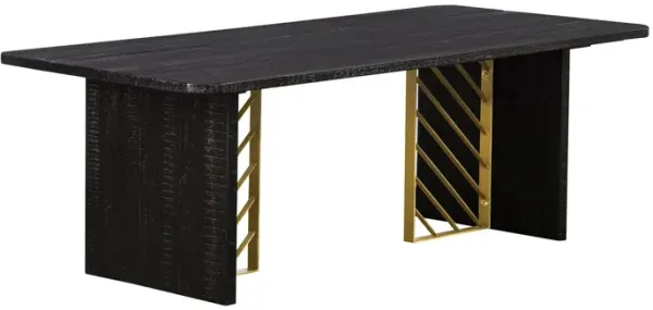 Solid Wood Coffee Table - Black And Brass