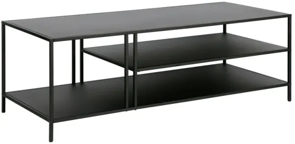 48" Steel Coffee Table With Two Shelves - Black