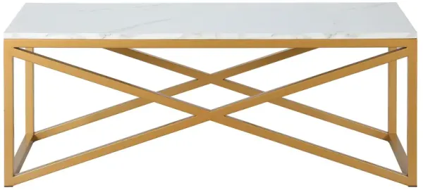 46" Faux Marble And Steel Coffee Table - Gold