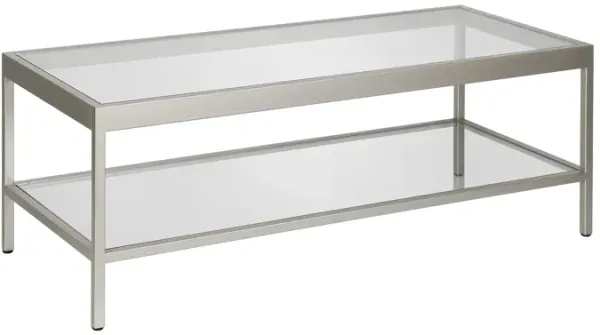 Clear Glass And Steel Coffee Table With Shelf - Silver