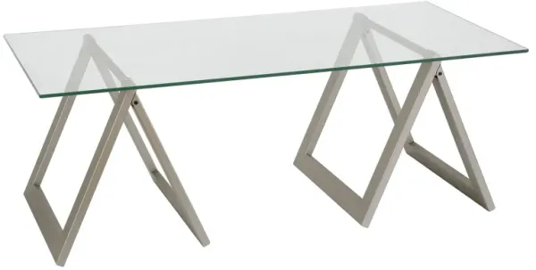Clear Glass And Steel Coffee Table - Silver