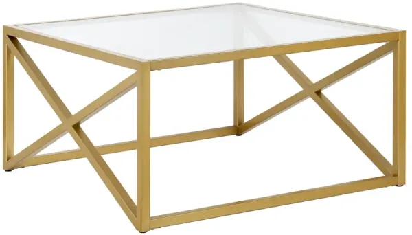 Glass And Steel Square Coffee Table - Gold