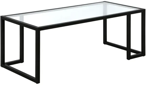 45" Glass And Steel Coffee Table - Black