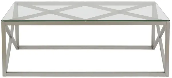 Glass And Steel Coffee Table - Silver
