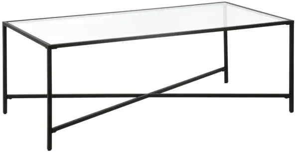 48" Glass And Steel Coffee Table - Black