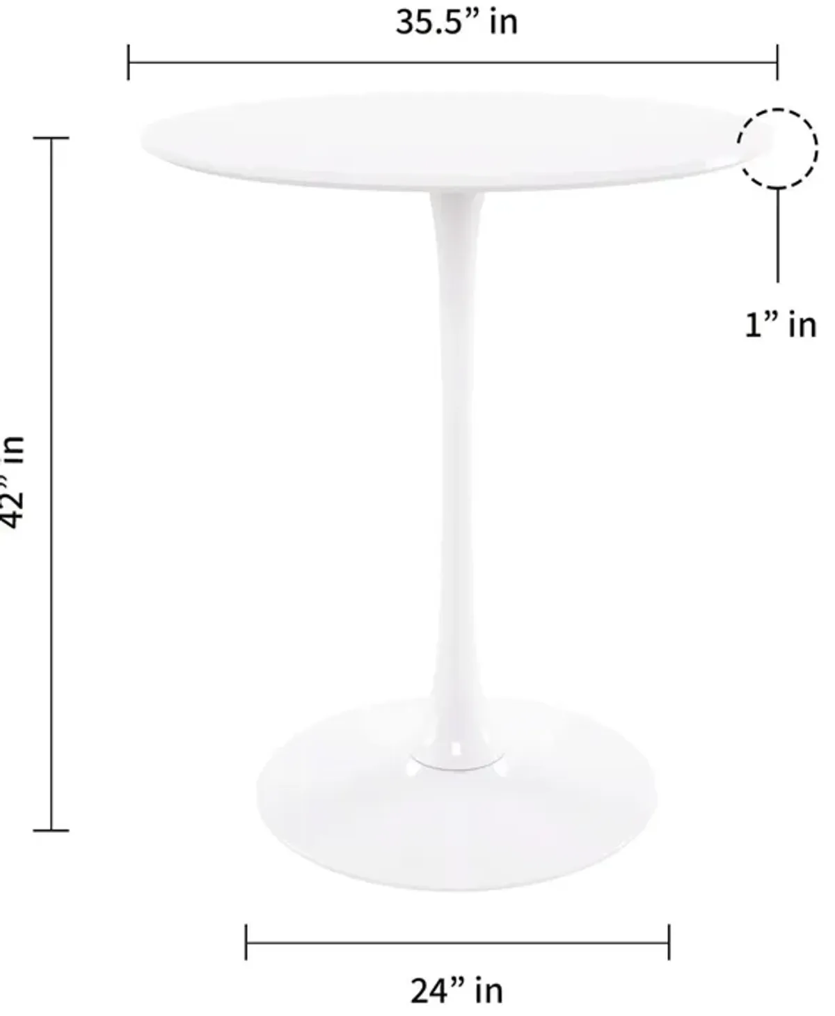 Rounded Manufactured Wood And Metal Bar Table - White