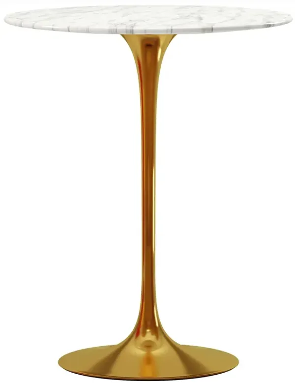Rounded Marble And Metal Bar Table - White And Gold