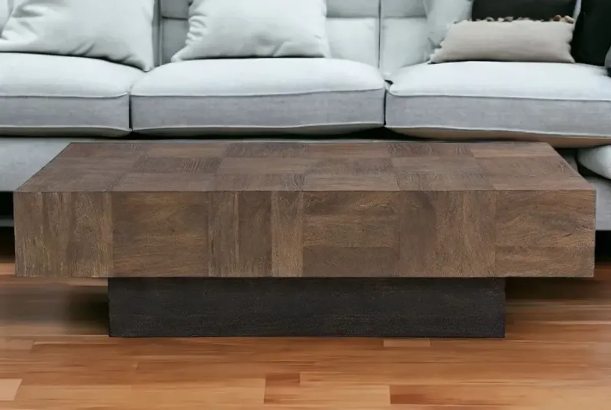 Solid Wood Coffee Table - Dark Brown And Black