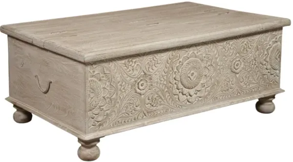 Solid Wood Distressed Lift Top Coffee Table - Natural