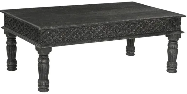 Solid Wood Distressed Coffee Table - Black