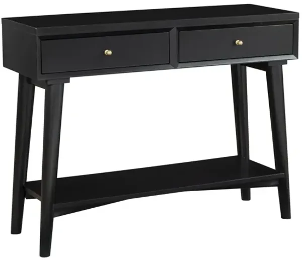 Floor Shelf Console Table With Shelves And Drawers - Black