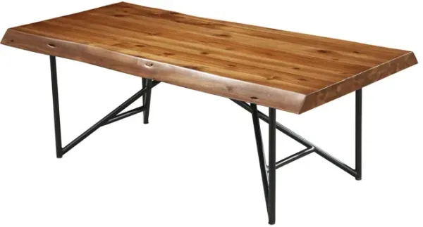 50" Solid Wood And Metal Coffee Table - Brown And Black