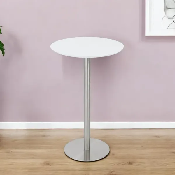 Metallic Rounded Steel Bar Table - White And Silver