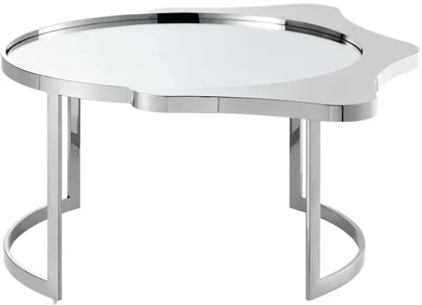 Glass And Stainless Steel Round Mirrored Coffee Table - Silver