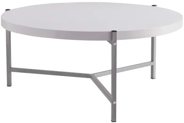 Stainless Steel Round Coffee Table - White And Silver