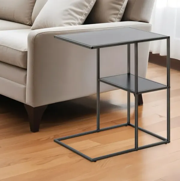 Steel End Table With Shelf - Gray