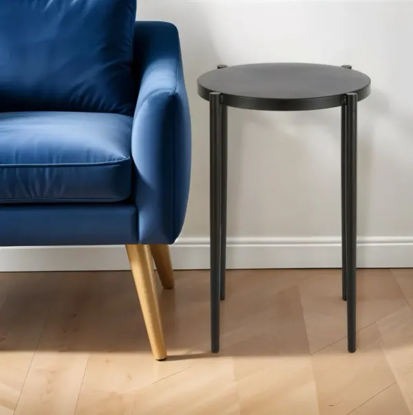 Metal Round End Table - Black