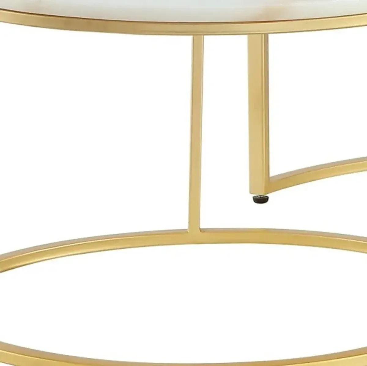 Genuine Marble And Iron Round Nested Coffee Tables (Set of 2) - White And Gold