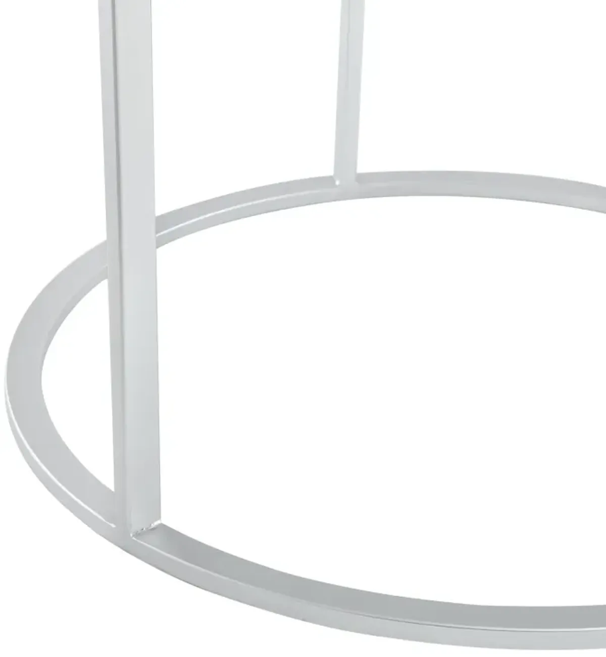 Genuine Marble And Iron Round Nested Coffee Tables (Set of 2) - White And Silver