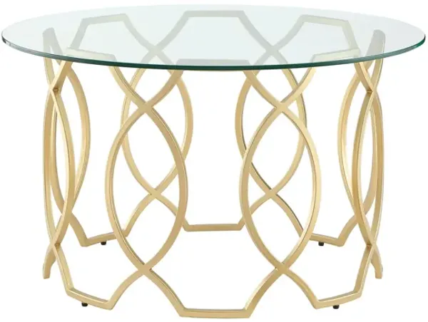 Glass And Iron Round Coffee Table - Clear And Gold